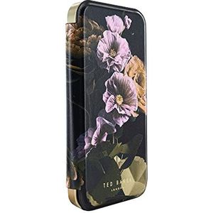 Ted Baker GLADII Zwart Papier Bloemen Spiegel Folio Telefoonhoesje voor iPhone 14 Pro Max Gouden Shell