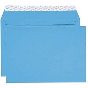 Elco 24095.32 Color Box met deksel en 200 enveloppen/verzendtas, zelfklevende sluiting, C4, 120 g, intens blauw, venster: nee