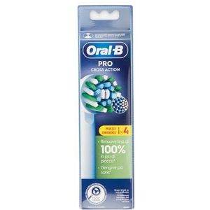 Oral-B Cross Action Elektrische tandenborstelkoppen, verpakking met 4 witte reserveborstels, schuine borstelharen die zich aan elke tand aanpassen voor een grondige reiniging