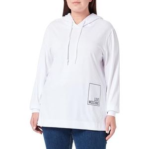 Love Moschino Dames Regular Fit Long-Sleeved Hooded T-Shirt, optisch wit, 42, wit (optical white), 42