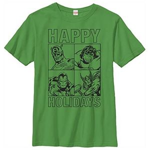 Marvel Classic Happy Holidays Avenger Box Up Boys T-shirt, Kelly Green, X-Small, Kelly Green, XS