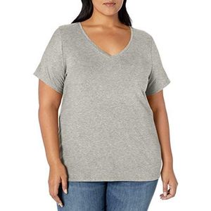 Amazon Essentials vrouwen Plus Size korte mouwen V-hals T-Shirt,lichtgrijs Hei,5X