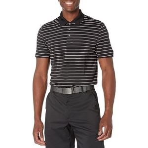 Amazon Essentials Heren Slim-Fit Sneldrogend Golfpoloshirt Zwart Streep, Medium