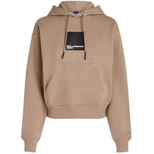 Karl Lagerfeld Jeans, Dames, Box Logo Hoodie, Regular Fit, Beige, XS