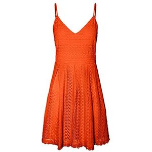 VERO MODA Dames VMHONEY LACE Geplooide Singlet Jurk WVN Jurk, Scarlet Ibis, L, Scarlet Ibis, L