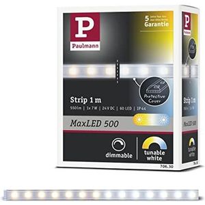 Paulmann 70630 MaxLED Tunable White LED-strip gecoate LED-strip 1 m lichtstrip 7W lichtband met witlichtregeling LED-band, Zilver