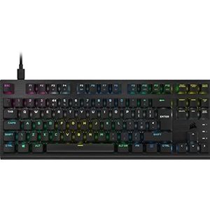 Corsair K60 PRO TKL RGB Tenkeyless optisch-mechanisch gaming-toetsenbord – OPX-schakelaar, geborsteld aluminium frame, afneembare USB Type-C-kabel, RGB-verlichting per knop, UK-lay-out, QWERTY, zwart