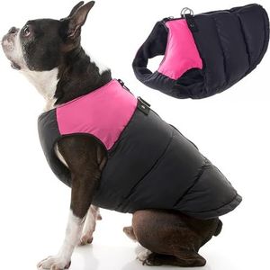 Gooby - gewatteerd vest, hondenjas, mantel met ritssluiting en linnen ring, X-Small chest (~13""), roze