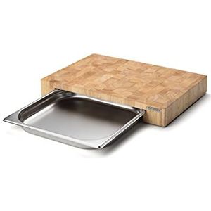 Continenta Snijplank met Inox Lade - Rubberwood - 39 x 27 x H6cm