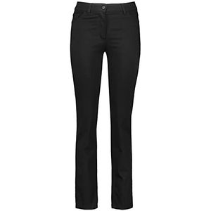 Gerry Weber Dames 5-pocket jeans straight fit effen kleuren, used effecten normale lengte, Black Black Denim., 42