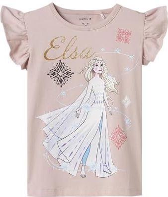 Frozen - T-shirt - Jersey - Korte Mouwen - Ronde Hals - Rubberen Print - Glitterprint