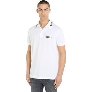 Tommy Hilfiger Heren Monotype Badge Reg Polo S/S, Wit, XXL grote maten tall