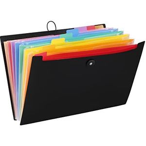 Viquel - Uittrekbare opbergmap A4 met 8 vakken met afneembare vakken - Rainbow Class opbergmap voor thuiskantoor, zwart