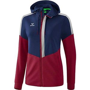 Erima dames Squad trainingsjack met capuchon (1032064), new navy/bordeaux/silver grey, 44