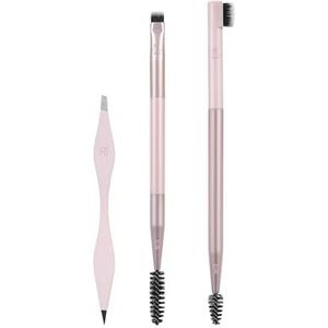 Real Techniques Brow Shaping Set, Spoolie, Pincet & Brow Brushes, Dual-Ended Tools, Voor Styling, & Shaping Wenkbrauwen, Volle Wenkbrauwen, Pluizige Brows, Multiuse Borstels, Wreedheid-Free, 3-delige