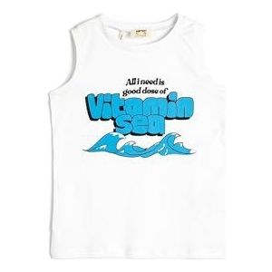 Koton Boys's tanktop katoen ronde hals mouwloos bedrukt shirt, Wit (000), 6-7 Jaar