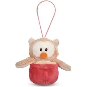 Zachte knuffel omkeerbare uil Oscar in het nest 12 cm roze met lus - Zacht speelgoed gemaakt van zachte pluche, schattig zacht speelgoed om mee te knuffelen en te spelen, geweldig geschenkidee