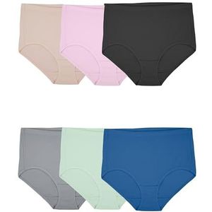 Fruit of the Loom Ademend damesondergoed, vochtafvoerend houdt je koel en comfortabel, verkrijgbaar in grote maten, Katoen Mesh - Slip - 6 Pack - Kleuren kunnen variëren, 8
