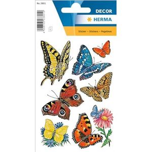 HERMA 3801 Dierstickers voor kinderen, vlinders (24 stickers, papier, mat) zelfklevend, permanent hechtende etiketten voor meisjes en jongens, kleurrijk