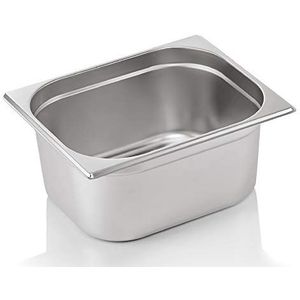 WAS 7012 150 Serie 70 Chrome Nikkel Staal Gastronorm Container met Stapelrand, 9.50L, 1/2 GN, 325mm x 265mm x 150mm