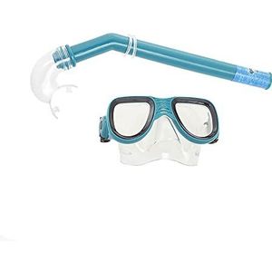 Snorkel duikset Junior bril gemaakt van polycarbonaat en slang 7 tot 12 jaar, blauw (50031)