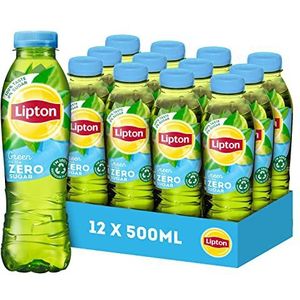 Lipton Zero Sugar Ice Tea Green, een heerlijk verfrissende ijsthee - 12 x 500 ml - Voordeelverpakking