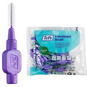 TePe Interdental Brush, Original, Paars, 1.1mm/ISO 6, 20st, plakverwijdering, efficiënte reiniging tussen tanden en kiezen, tandfloss, voor grote ruimtes