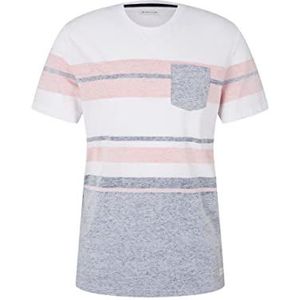 TOM TAILOR Uomini T-shirt met strepen 1031573, 20000 - White, XXS