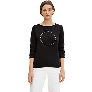 TOM TAILOR Denim Dames Sweater met logoprint 1034657, 10522 - Shale Grey Melange, S
