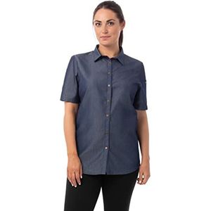 Chef Works Dameshemd met button-down kraag, Indigoblauw, L