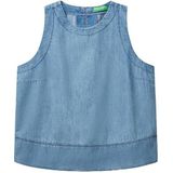 Blouse - Effen - Denim - Mouwloos - Normale Pasvorm