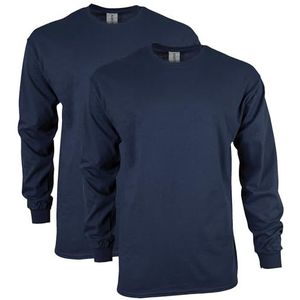 Gildan Men's Ultra Cotton Long Sleeve T-Shirt, Style G2400, Multipack, Navy (2-Pack), Large