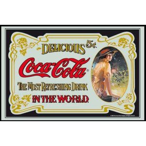 empireposter - Coca Cola - klassiek 2 - afmetingen (cm), ca. 30x20 - Bedrukte spiegel, NIEUW - beschrijving: - Bedrukte wandspiegel met zwart kunststof frame in houtlook -