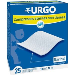 Urgo Steriel, vlies, box met 2 kompressen, 10 x 10 cm