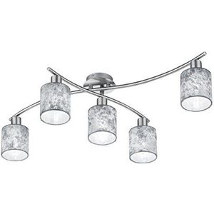 Trio Leuchten Plafondlamp Garda, 605400589 mat nikkel, E14, stoffen kap zilverkleurig, 44,2 x 75 x 22 cm