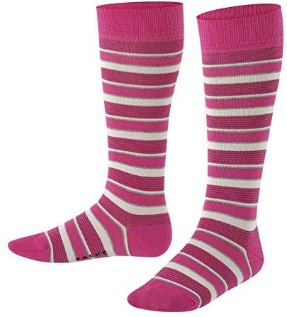 FALKE Unisex kinderen Mixed Stripe kniekousen katoen zwart blauw vele andere kleuren versterkte kniesokken met patroon ademend lang kleurrijk hoog en warm gestreept 1 paar, roze (Gloss 8550), 2 jaar