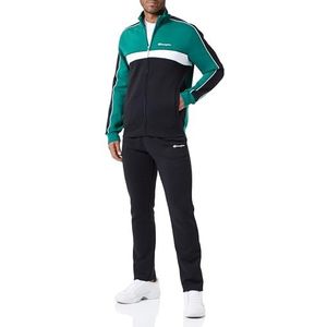 Champion Legacy Sweatsuits-Colorblock Powerblend Fleece Full Zip Sportpak voor heren, Verde Scuro/Nero/Bianco, S