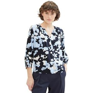 TOM TAILOR Damesblouse, 34757 - Blauwe Geometrische Print, 38