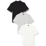 ONLY & SONS Heren Onsotis Reg Mock Neck Tee 3-pack, Zwart/Pack:1black1lgm1clouddancer, L