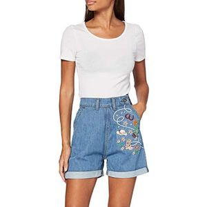 Queen Kerosin Dames jeansshorts met borduurwerk in westerse look, jeansshorts, normaal gebruikt, lichtblauw, XS