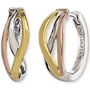 Engelsrufer Tricolor Creolen Paradise Ohrringe für Damen aus 925er Sterlingsilber, rhodiniert, gold & roségold, Clipverschluss, 16.5 mm, nickelfrei, Allergiker geeignet, ERE-PARADISE-TRI-CR