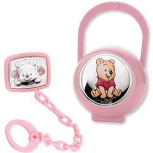 VALENTI & CO. Disney Baby Winnie the Pooh fopspeenclip, met doos, van zilver, voor baby's of meisjes, roze