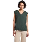 Shirttops - MID GREEN - Silk-Look - Casual Fit - V-Hals - Mouwloos