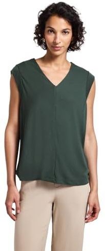Shirttops - MID GREEN - Silk-Look - Casual Fit - V-Hals - Mouwloos