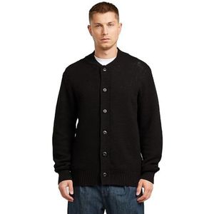 Honey Comb Structure Cardigan Knit - Zwart - Heren