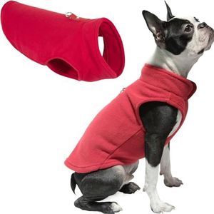 Gooby - Fleece vest, trui voor kleine honden, fleecejack met linnen ring, rood, maat XL