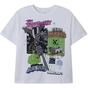 Name It - Nkmjahi Minecraft - T-shirt - Wit - Katoen - Losse Pasvorm