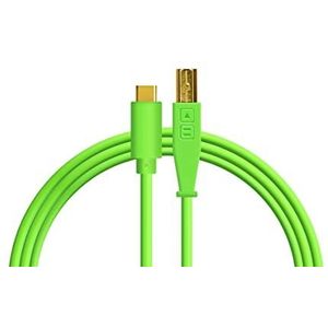 DJ Techtools Chroma Cable USB-C neongroen, hoogwaardige USB 2.0-kabel (vergulde USB-contacten, ferrietkern, 1,5 m lang, adapterkabel, geïntegreerde klittenbandkabel), Neongroen