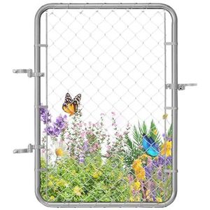 VEVOR Tuinpoort, 81 x 117 cm, verstelbare deur met ruitgaas, hekpoort van verzinkt staal, roestbestendig, eenvoudige installatie, voor boerderij, palen niet inbegrepen