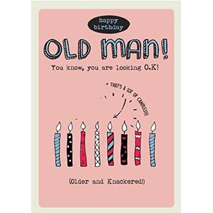 Oude Man Verjaardagskaart voor Him, Dat is een Veel Kaarsen! Wenskaart voor Mannelijk, Roze Oude Man Wenskaart